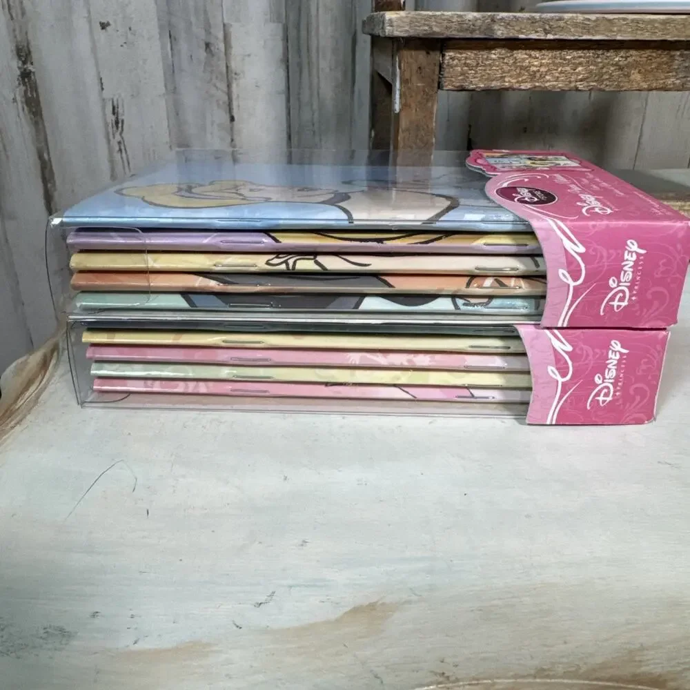 Vintage Disney Store Set Of 10 Mini Princess Journals With Glitter Accents New